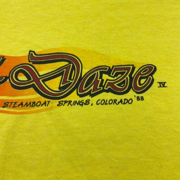 Vintage 80s Screen Stars Best T-Shirt Men Large L Yellow Steamboat Springs CO - Picture 4 of 16